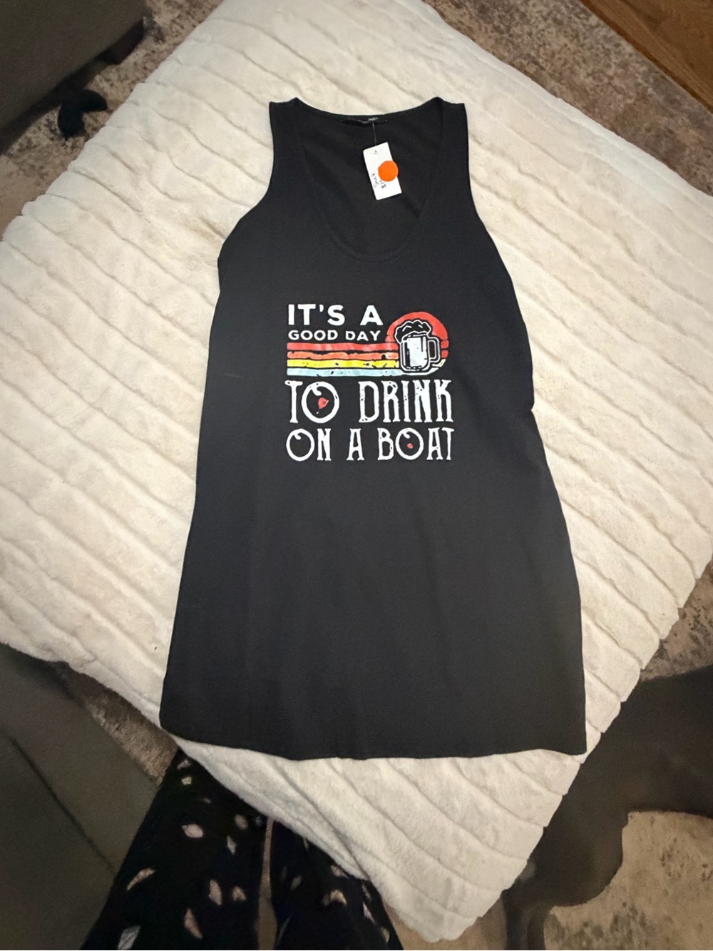 Men's Black Graphic Tank Top - It's A Good Day To Drink On A Boat